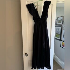 Sundays ruffled maxi dress in navy, size M
